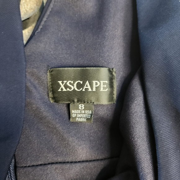 Xscape Navy Backless Dress with Floral Design - Picture 7 of 12